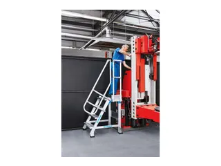 bordestrap,verrijdbaar,bordes H 0,6m,3treden,45° helling,aluminium - 1