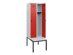 locker met bank,HxBxD 1950x600x815mm,2vak,vak B 300mm,draaigrendel