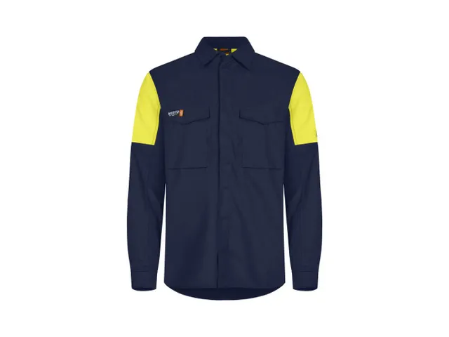 Chemise Tranemo 5774 FR/AS, bleu marine/jaune fluo, taille M, la piece