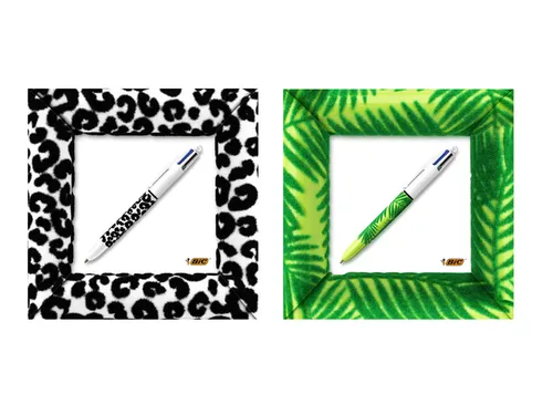 Balpen Bic 4kleuren velours medium assorti