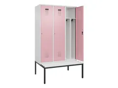 locker met bank,voor scheiding van kleding,HxBxD 2120x1200x815mm,3vak