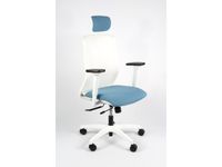 Bureaustoel Linea Tekna White 01/PT l.blauw/wit met 3D armleuning en h