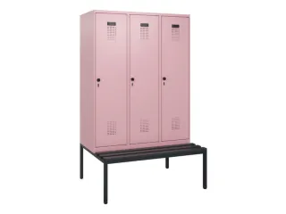 locker met bank,HxBxD 1950x1200x815mm,3vak,vak B 400mm,draaigrendel - 2