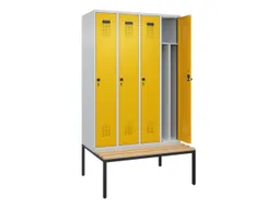 locker met bank,voor scheiding van kleding,HxBxD 2120x1200x815mm,4vak