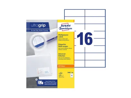 Etiket Avery Zweckform 3484-200 105x37mm wit 3200stuks