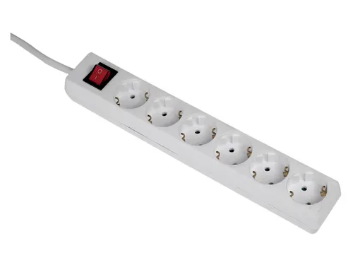 Tafelcontactdoos 6-voudig Beveiligd 500cm Wit Randaarde