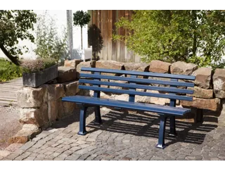 Kunststofbank 740x1500x380mm Zit H 440mm 9 Latten 2 Pootstellen Blauw - 3