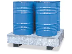 Opvangbak Staal 1325x1320x250mm Voor 4x200l Vaten Rooster Verzinkt