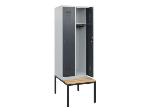 locker met bank,HxBxD 1950x600x815mm,2vak,vak B 300mm,cilinderslot