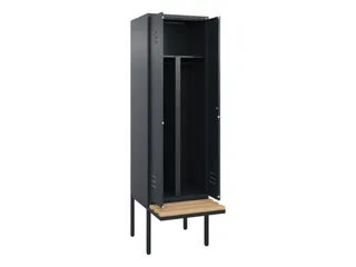 PBM-locker met bank,HxBxD 2120x600x815mm,2vak,vak B 300mm,cil.-slot - 2