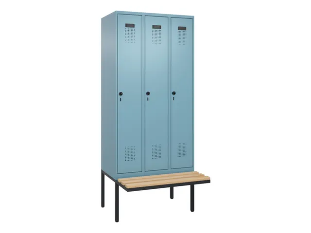 locker met bank,voor scheiding van kleding,HxBxD 2120x900x815mm,3vak