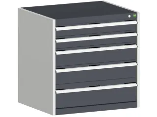 ladekast HxBxD 800x800x650mm 5laden romp RAL7035 front RAL7016 - 1