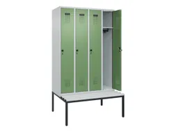 locker met bank,HxBxD 2120x1200x815mm,4vak,vak B 300mm,draaigrendel
