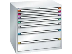 ladekast 1000x1005x695mm 7laden RAL7035 front RAL7035