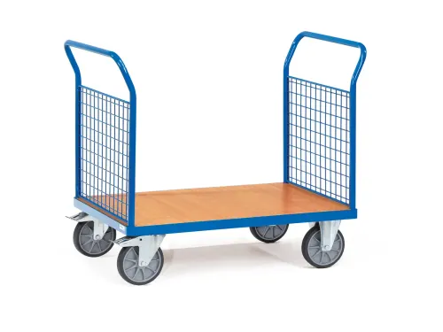 Dubbele Kopwandwagens 1520 Draadgaas 500kg 850x500mm Ral5007 Hout