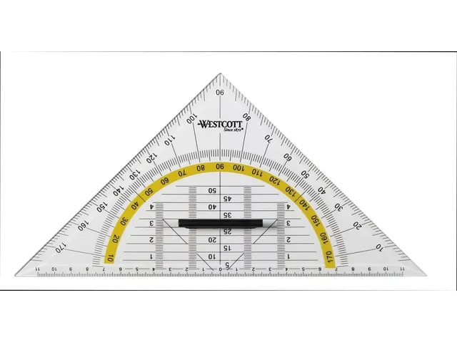 geodriehoek Westcott 22cm met greep op kaart