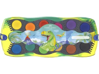 Waterverfdoos Faber-Castell Connector Dino 12kleuren +1 tube wit - 4
