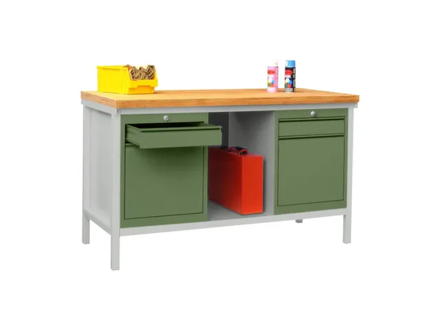 Werkbank 900x1500x700mm 4laden Frame/behuizing Ral7035 Front Ral6011