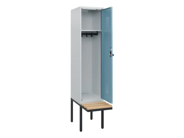 locker met bank,HxBxD 1950x400x815mm,1vak,vak B 400mm,draaigrendel