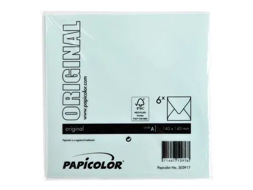 Envelop Papicolor 140x140mm Zeegroen gegomd