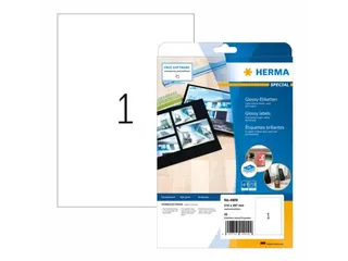 HERMA 4909 Glossy Etiketten A4 210x297mm Wit 25 stuks - 1