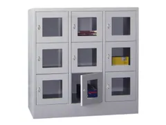 lockerkast,HxBxD 1518x1200x500mm,3x4vakken,RAL7035,front RAL5012