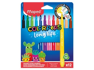 Viltstift Maped Color'Peps Long Life 2.0 set à 12 stuks assorti - 2