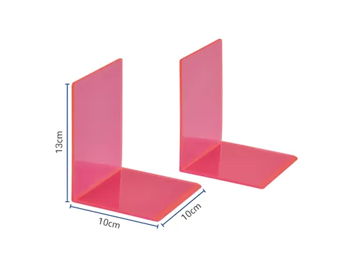 Boekensteun MAUL 10x10x13cm acryl set 2 neon rood transparant