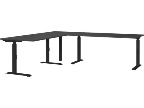 hoekbureau,in h. verstelb.,HxBxD 710-910x2600x2200mm,blad grafiet