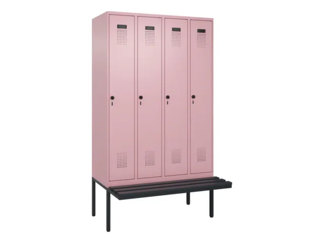locker met bank,voor scheiding van kleding,HxBxD 2120x1200x815mm,4vak