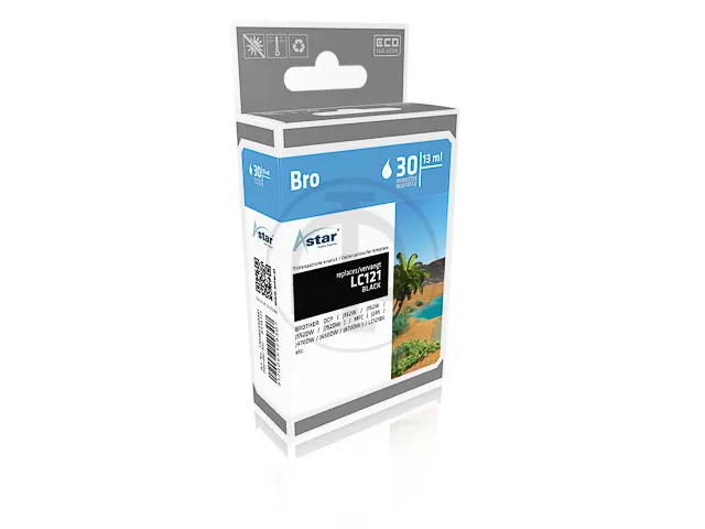 Astar Brother LC121BK MFCJ Inkt Zwart Rebuilt 300 Pagina's 7.1ml