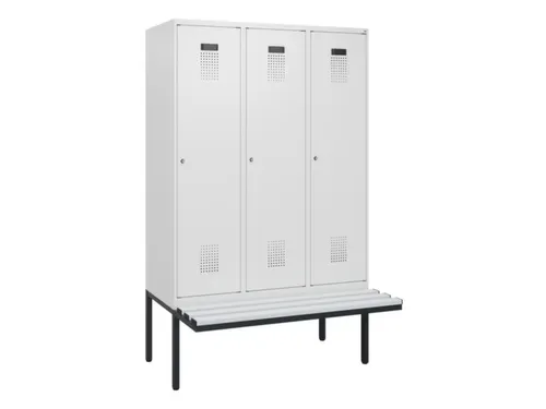 locker met bank,HxBxD 1950x1200x815mm,3vak,vak B 400mm,cilinderslot