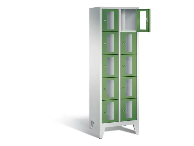 Lockerkast 1850x610x500mm 2x5 vakken Cilinderslot Poten, RAL6011