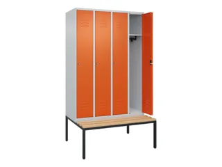locker met bank,HxBxD 2120x1200x815mm,4vak,vak B 300mm,cil.-slot - 2