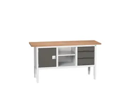 werkbank,HxBxD 830-930x1750x600mm,multiplexblad,uitrusting: 3laden