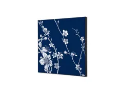 Wanddecoratie Textiel Set 40x40cm Japanse Bloesem Blauw