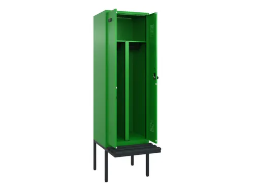 PBM-locker met bank,HxBxD 2120x600x815mm,2vak,vak B 300mm,draaigrendel