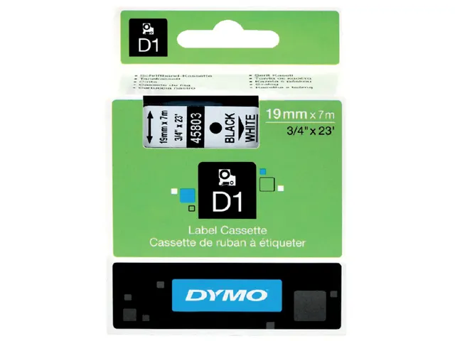 Labeltape Dymo 45803 D1 S720830 19mmx7m zwart op wit