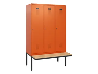 locker met bank,HxBxD 1950x1200x815mm,3vak,vak B 400mm,cilinderslot - 2