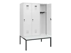 locker met bank,HxBxD 1950x1200x815mm,3vak,vak B 400mm,draaigrendel