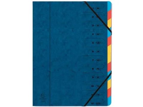 Sorteermap A4 12 vaks blauw karton