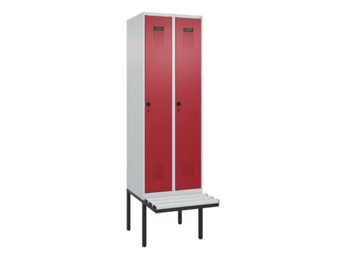 locker met bank,voor scheiding van kleding,HxBxD 2120x600x815mm,2vak
