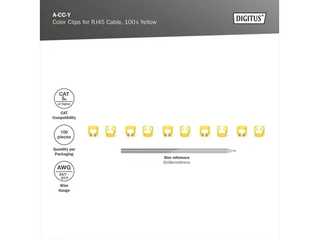 Kleurclips voor RJ45-kabels Geel verpakking van 100 stuks