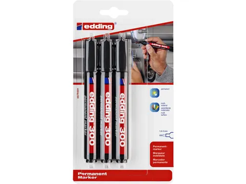Viltstift edding 300 rond 1.5-3mm blister à 3 stuks zwart