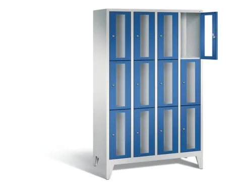 lockerkast 1850x1190x500mm 4x3 vakken Cilinderslot Poten, RAL5010
