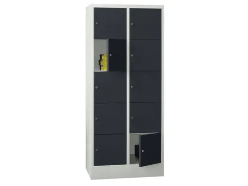 lockerkast,HxBxD 1850x800x500mm,2x5vakken,RAL7035,front RAL7016