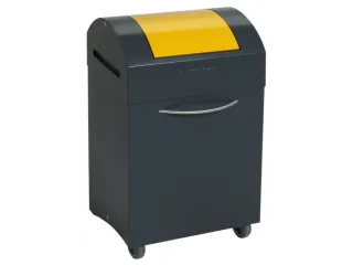 Afvalbak 45 Liter 650x380x320mm Plaatstaal 2 Wielen Klep Geel - 2