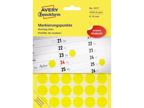 Avery Zweckform Ronde etiketten diameter 18 mm geel 1056 stuks