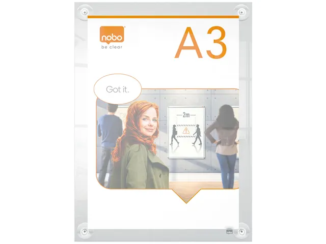 Infobord Nobo Premium Plus A3 acryl wand verplaatsbaar