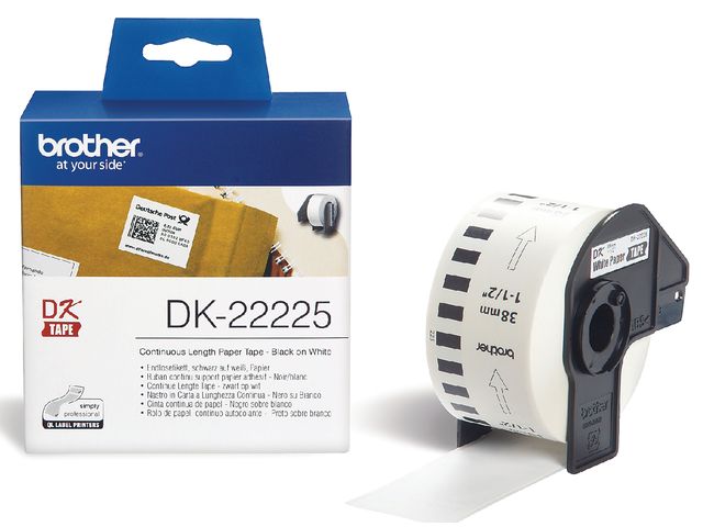 Etiket Brother DK-22225 38mm thermisch 30-meter wit papier | LabelprinterEtiketten.nl